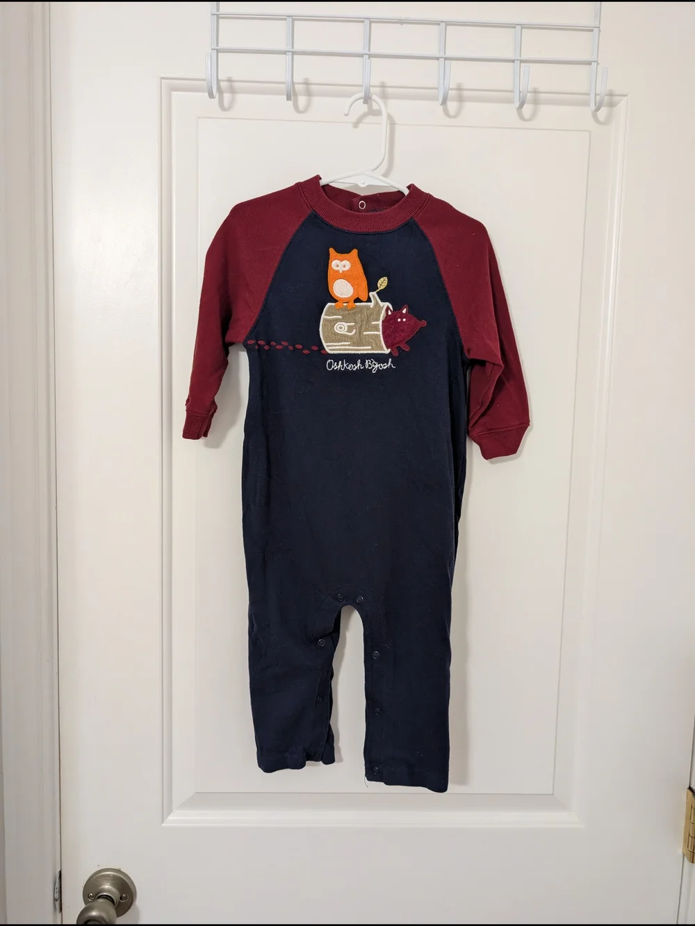 OshKosh B'gosh 18M Owl Fox Woodland Applique Long Sleeve Romper